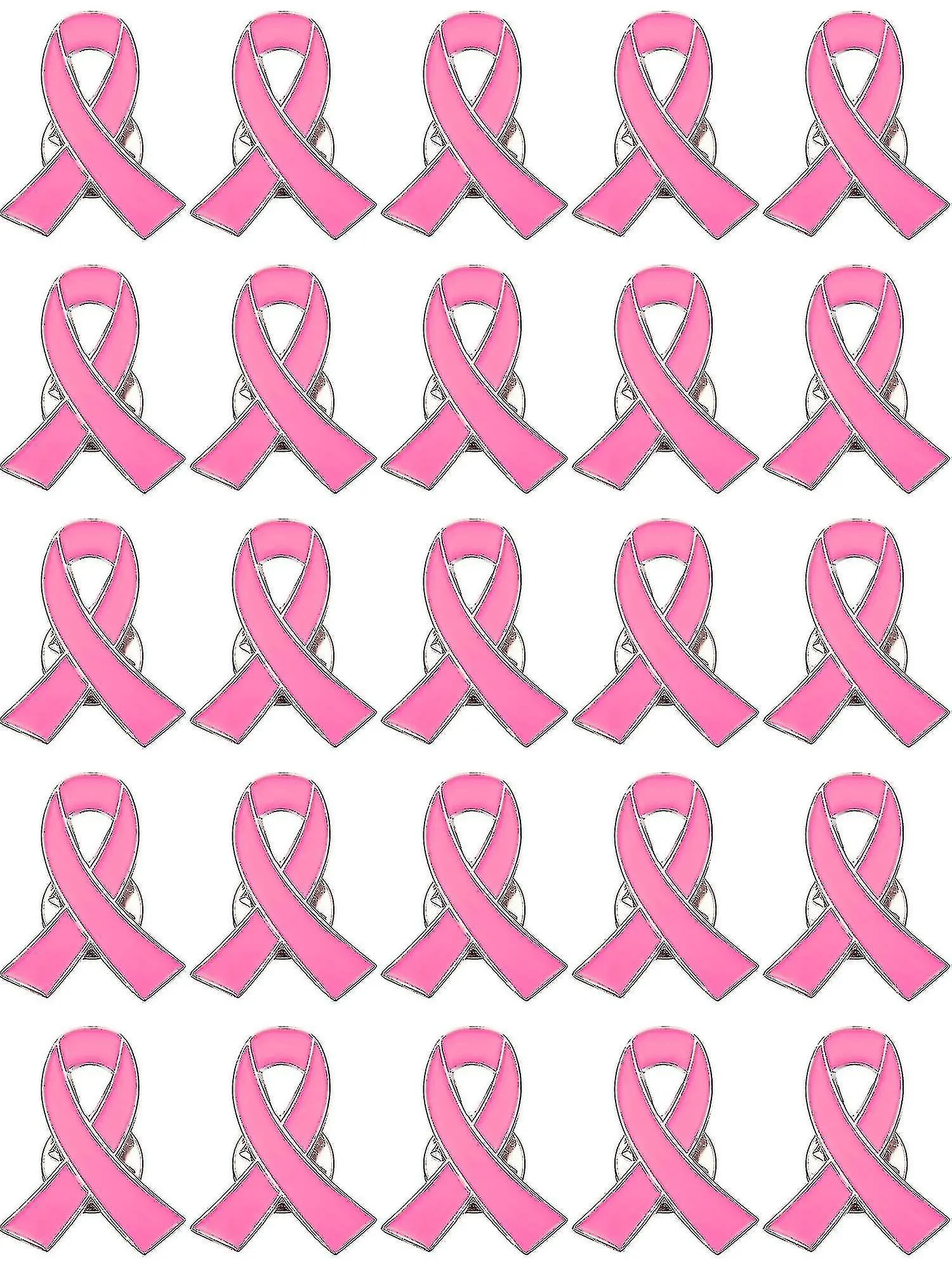 25pcs Conciencia del cáncer de mama Alfileres de solapa Alfileres de cinta rosa Alfileres de cinta de esperanza Alfileres de sol