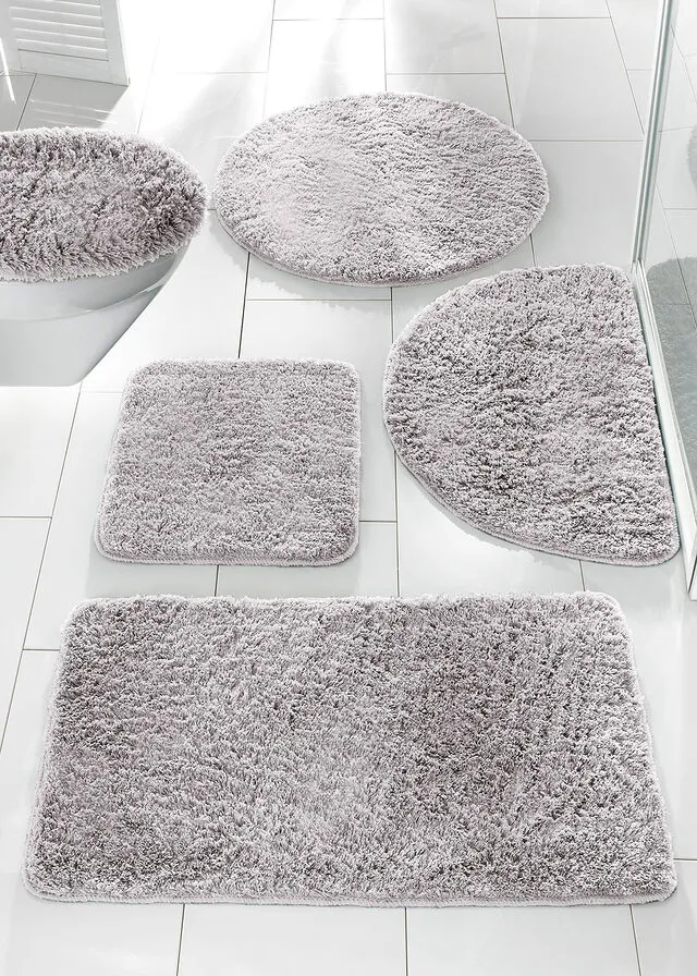 Alfombra de baño de pelo largo Gris