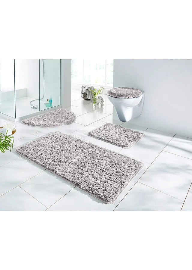 Alfombra de baño de pelo largo Gris