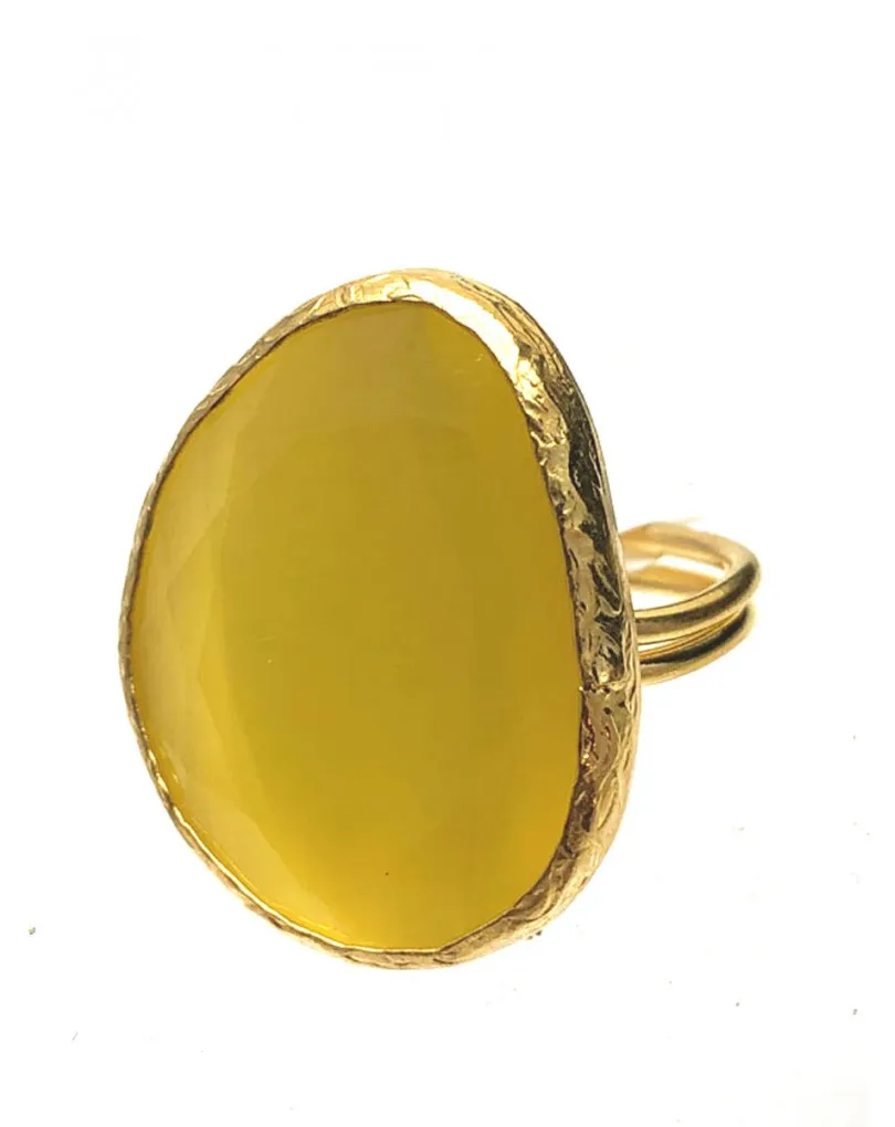 ANILLOS DE MUJER AMARILLOS DE PIEDRAS ENGARZADAS BAÑO DE ORO