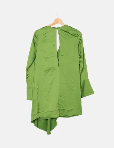 Asos Vestido asimétrico satén verde