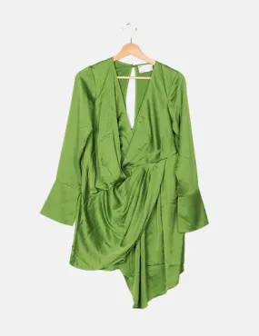 Asos Vestido asimétrico satén verde