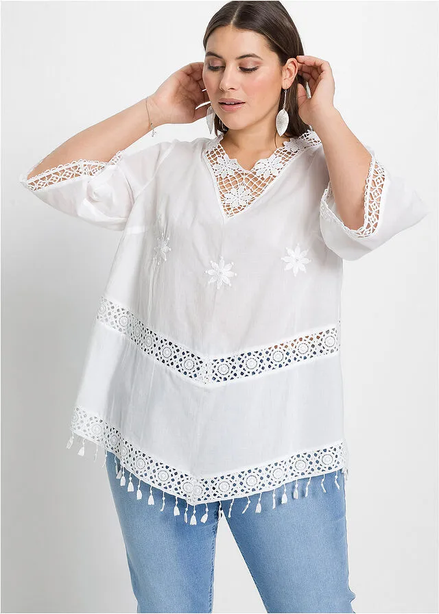 Blusa tipo túnica Blanco lana