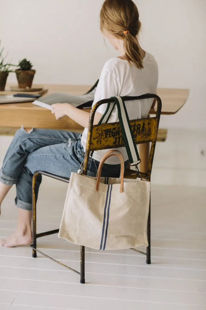 Bolso de loneta con rayas azules Blue