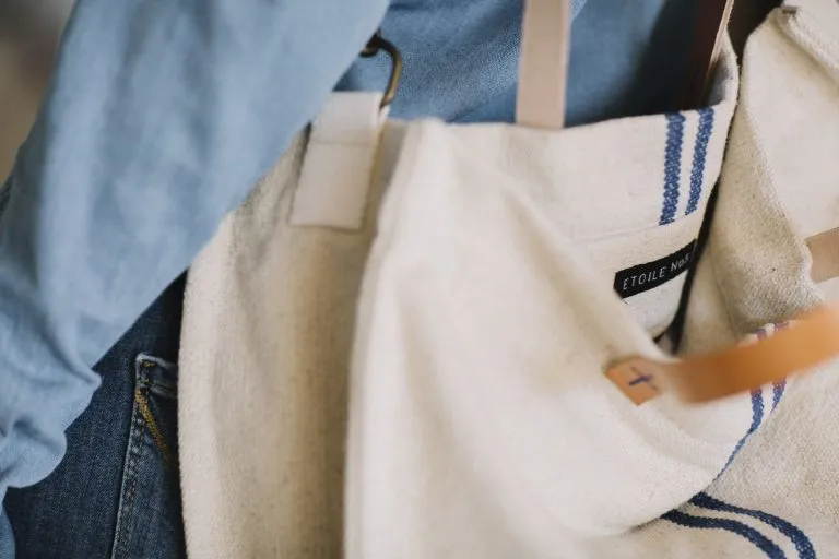 Bolso de loneta con rayas azules Blue