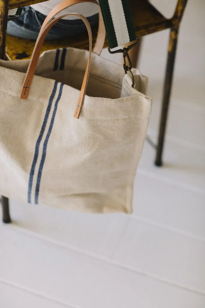 Bolso de loneta con rayas azules Blue