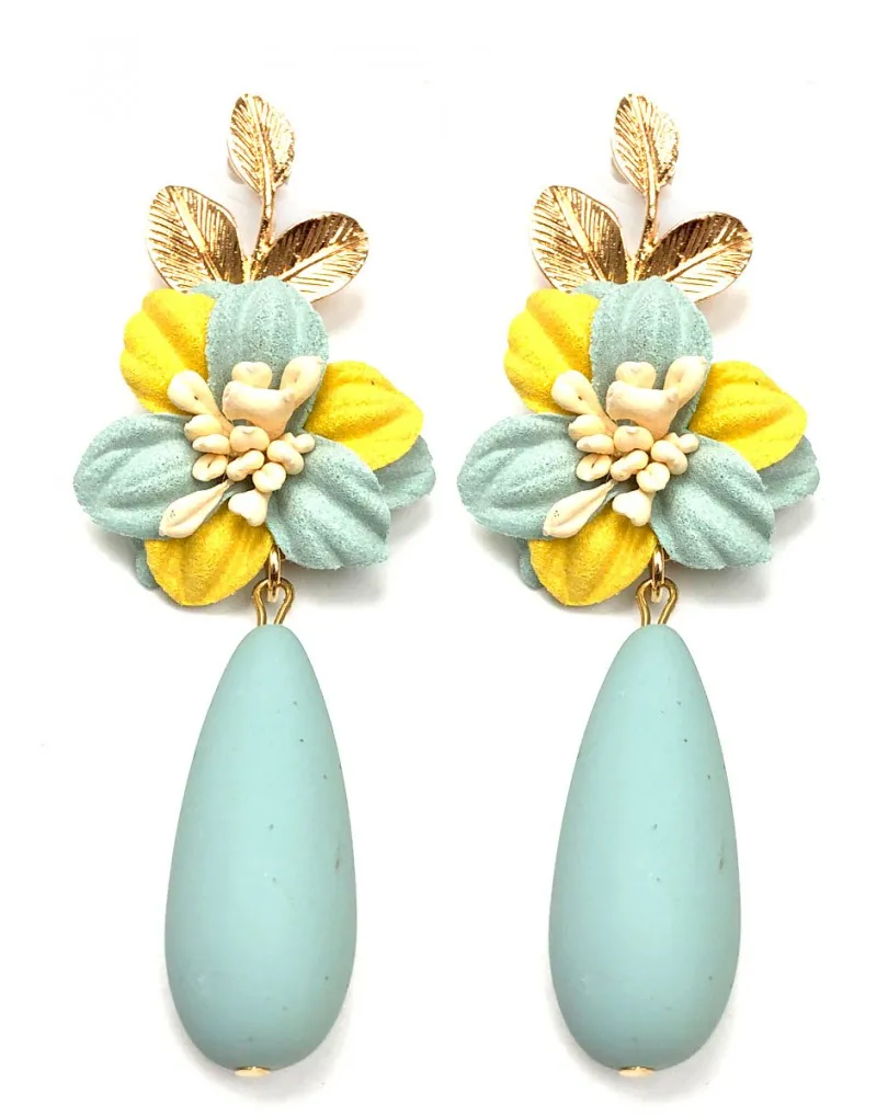 BONITOS PENDIENTES DE BISUTERIA LARGOS CON FLORES 