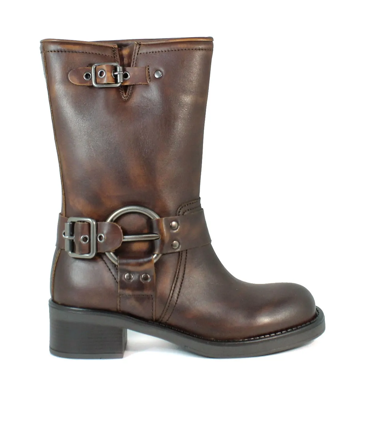 BOTAS DE PIEL HEBILLAS PARA MUJER VEXED HERA MARRÓN