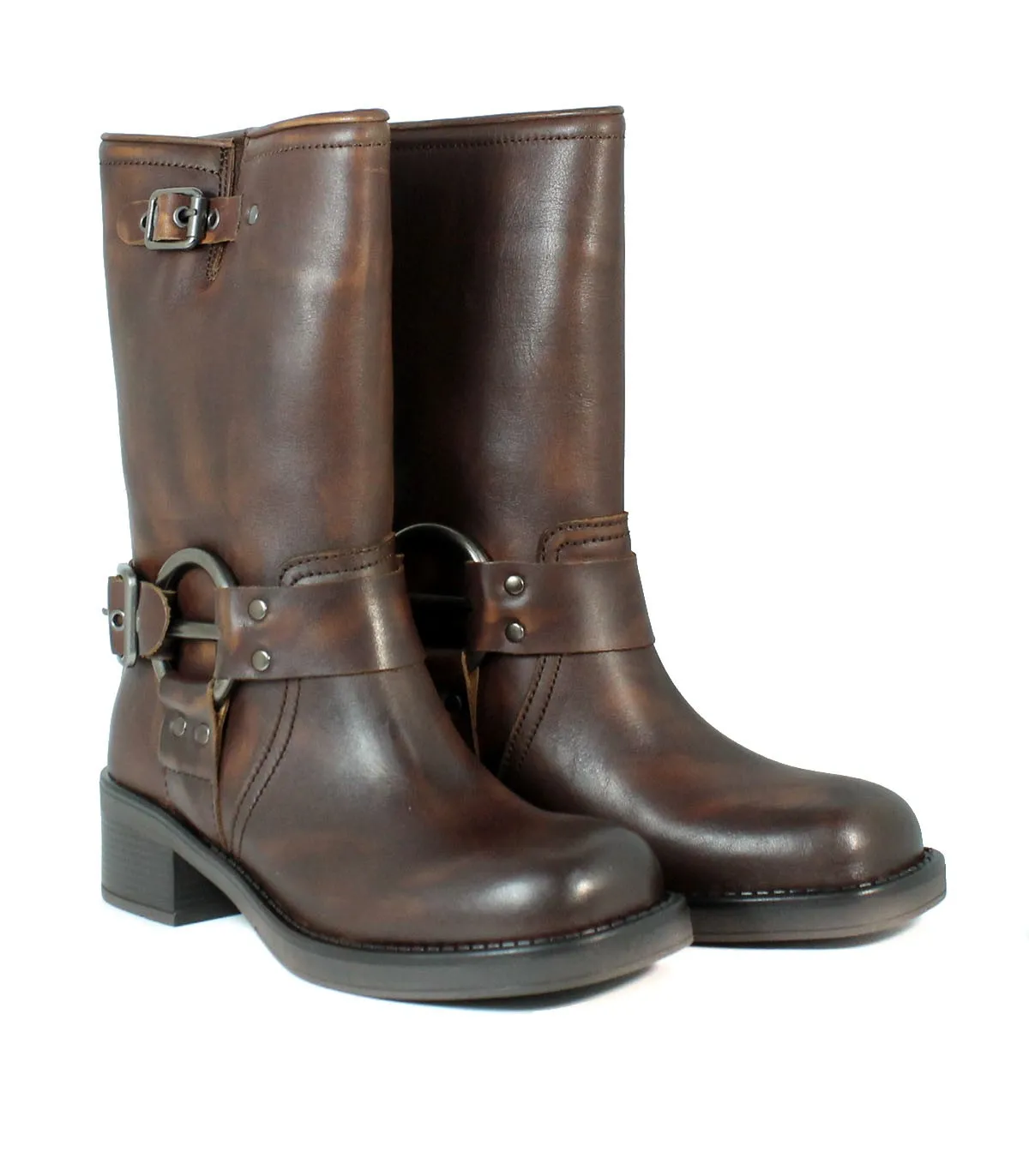 BOTAS DE PIEL HEBILLAS PARA MUJER VEXED HERA MARRÓN