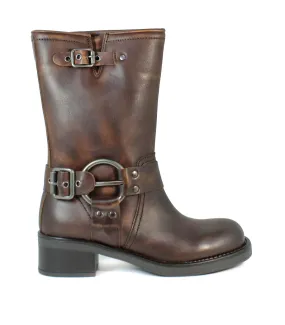 BOTAS DE PIEL HEBILLAS PARA MUJER VEXED HERA MARRÓN