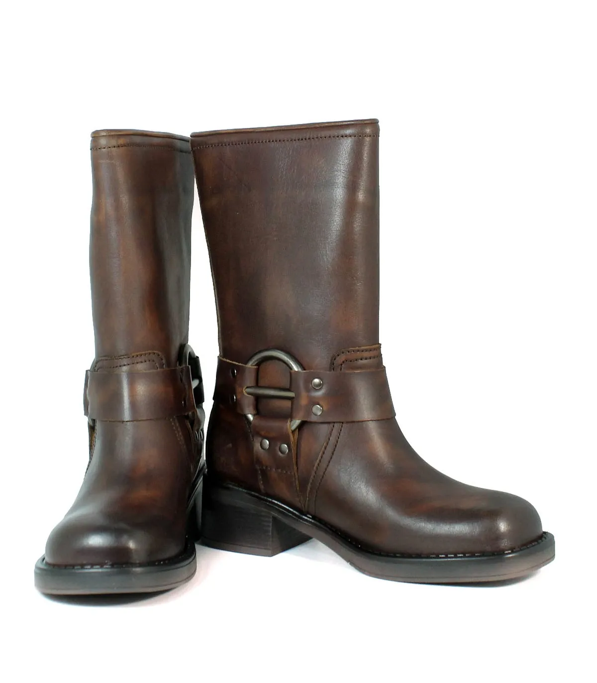 BOTAS DE PIEL HEBILLAS PARA MUJER VEXED HERA MARRÓN