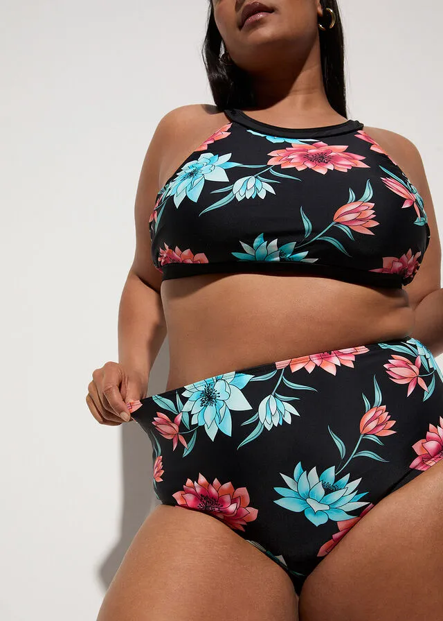 Braguita de bikini de secado rápido Azul claro de flores