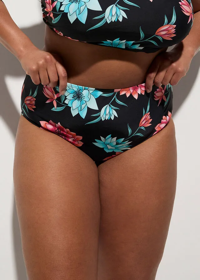 Braguita de bikini de secado rápido Negro de flores