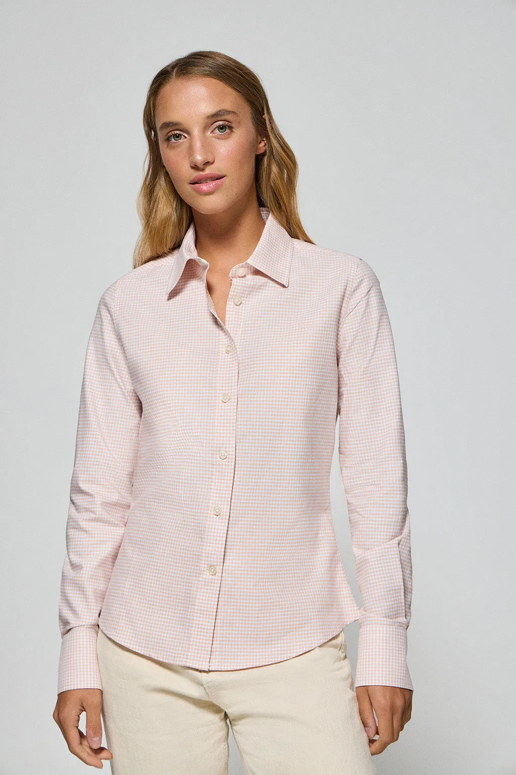 Camisa cuadro vichy rosa con logo bordado Polo Club