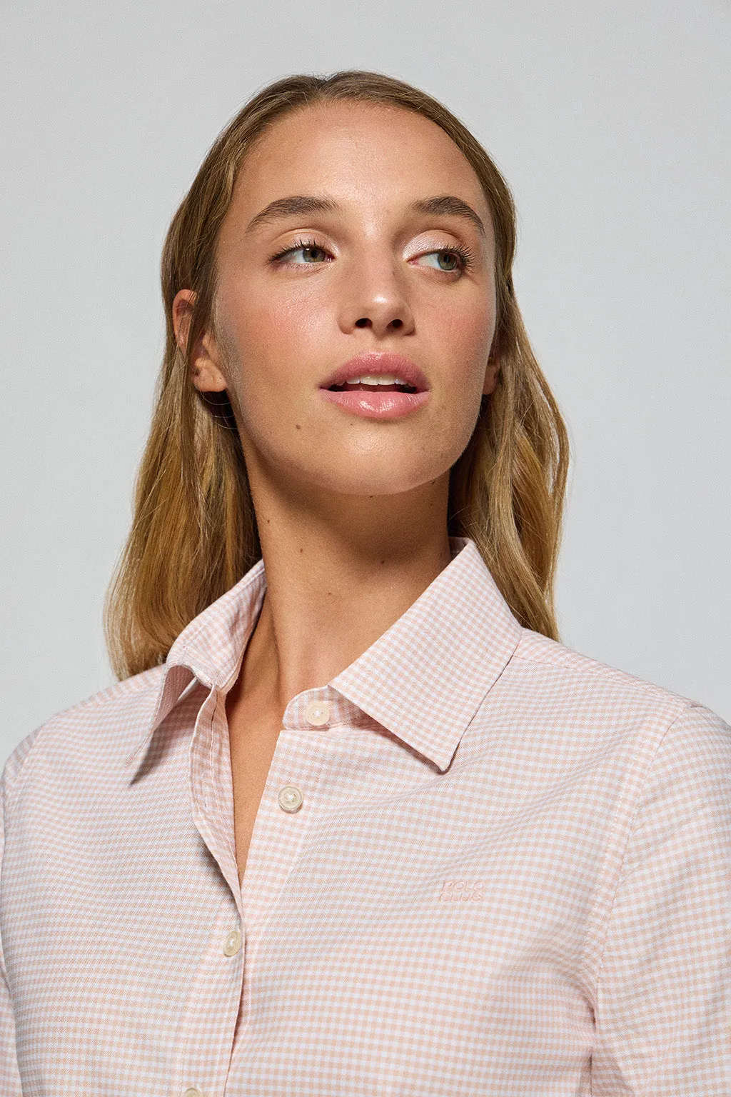 Camisa cuadro vichy rosa con logo bordado Polo Club