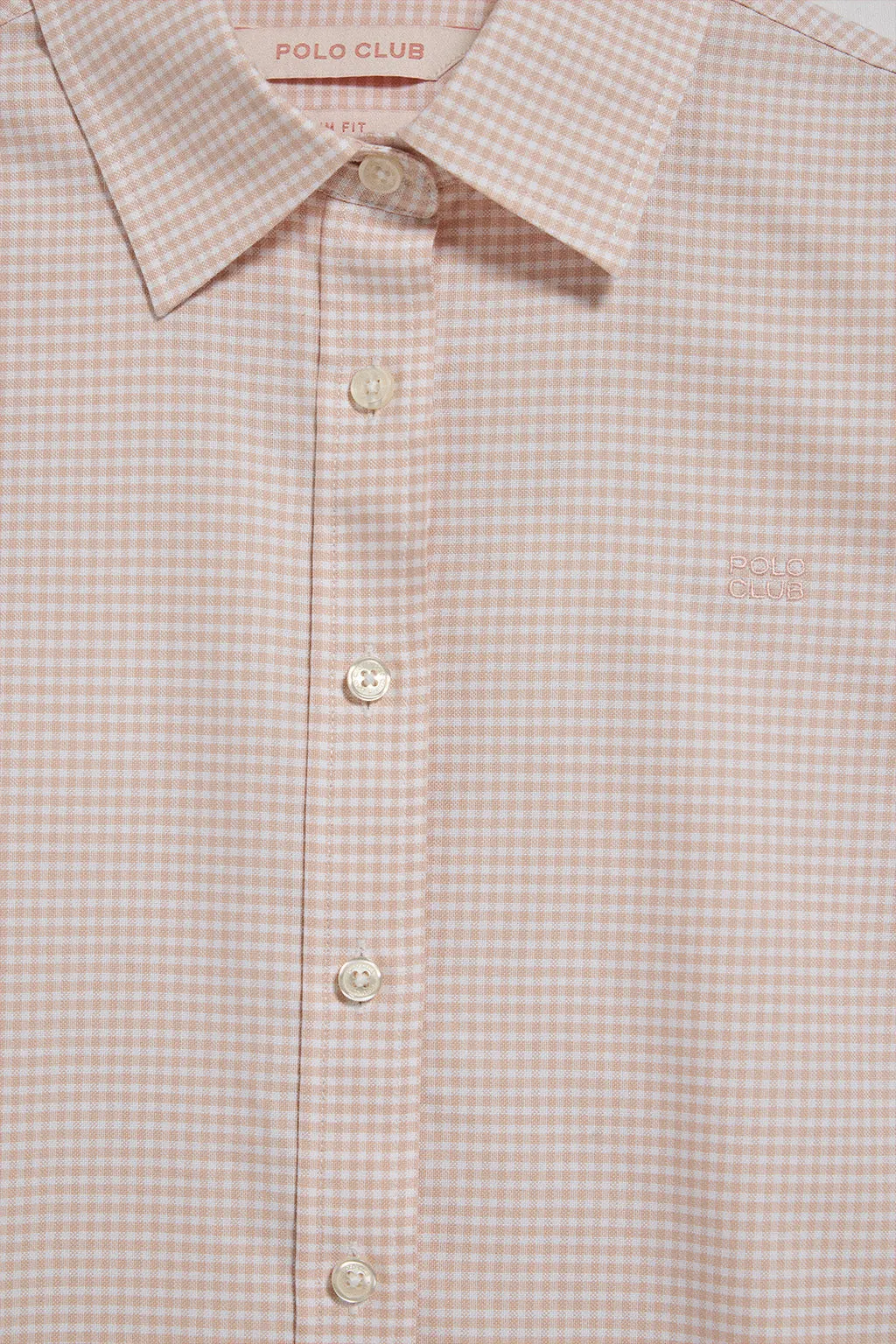 Camisa cuadro vichy rosa con logo bordado Polo Club