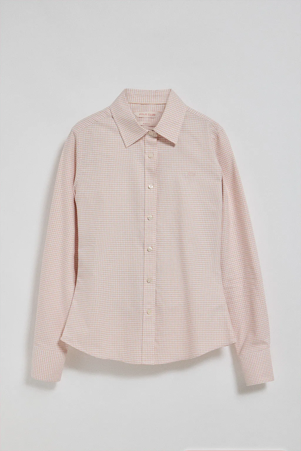 Camisa cuadro vichy rosa con logo bordado Polo Club