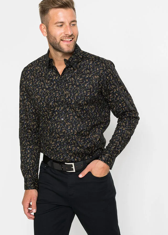 Camisa de manga larga Negro de flores