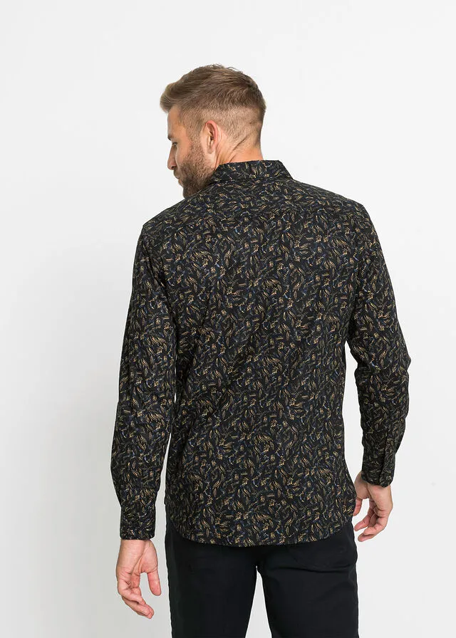 Camisa de manga larga Negro de flores