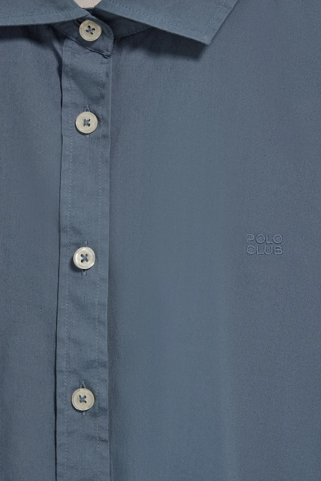 Camisa loose fit azul denim con logo block Polo Club