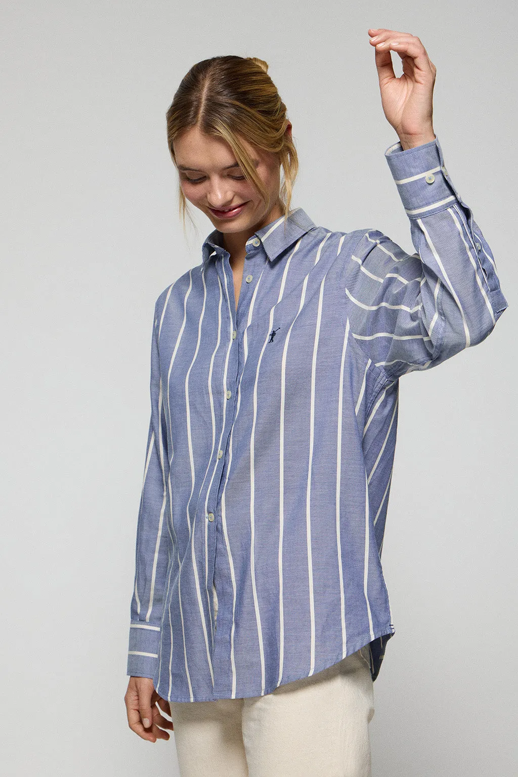 Camisa relax Salima azul con logo Rigby Go