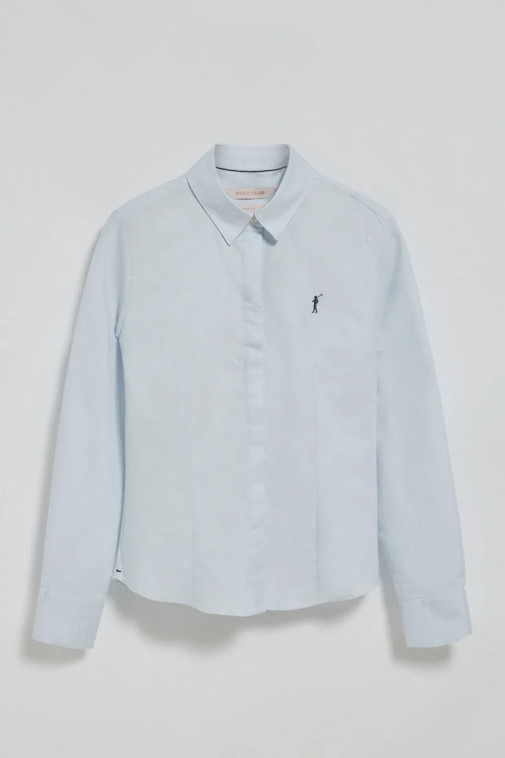 Camisa slim oxford azul cielo con logo bordado Rigby Go