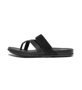 Chanclas de piel Gracie Crystal negro