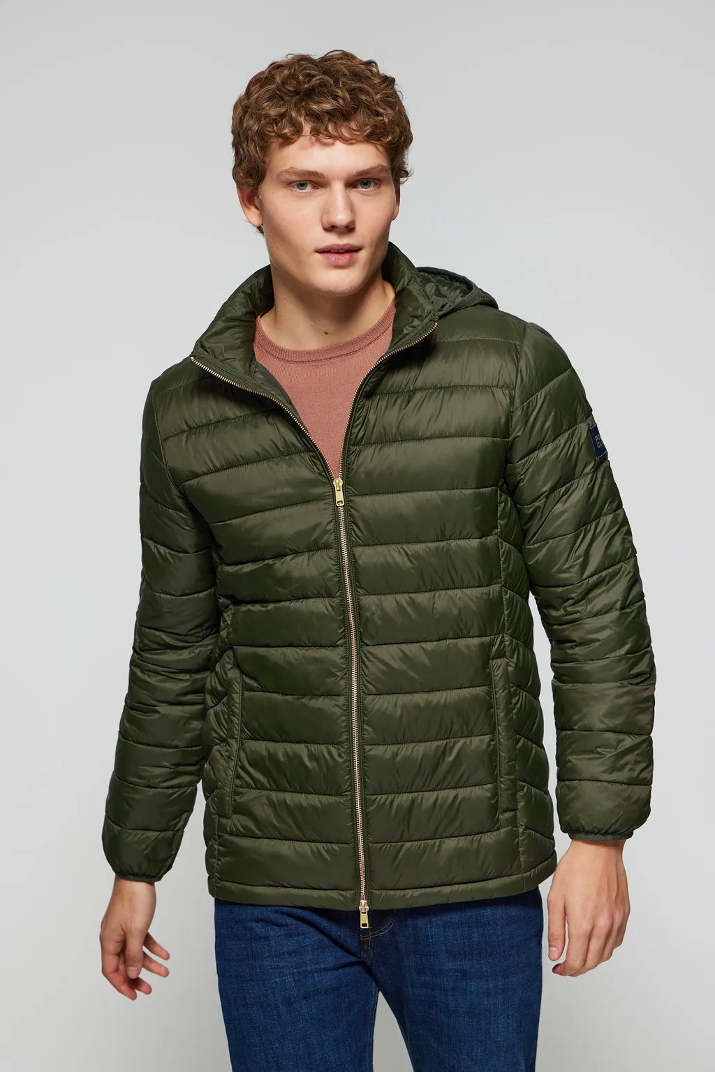 Chaqueta Charles ultralight verde con capucha y logotipo Polo Club