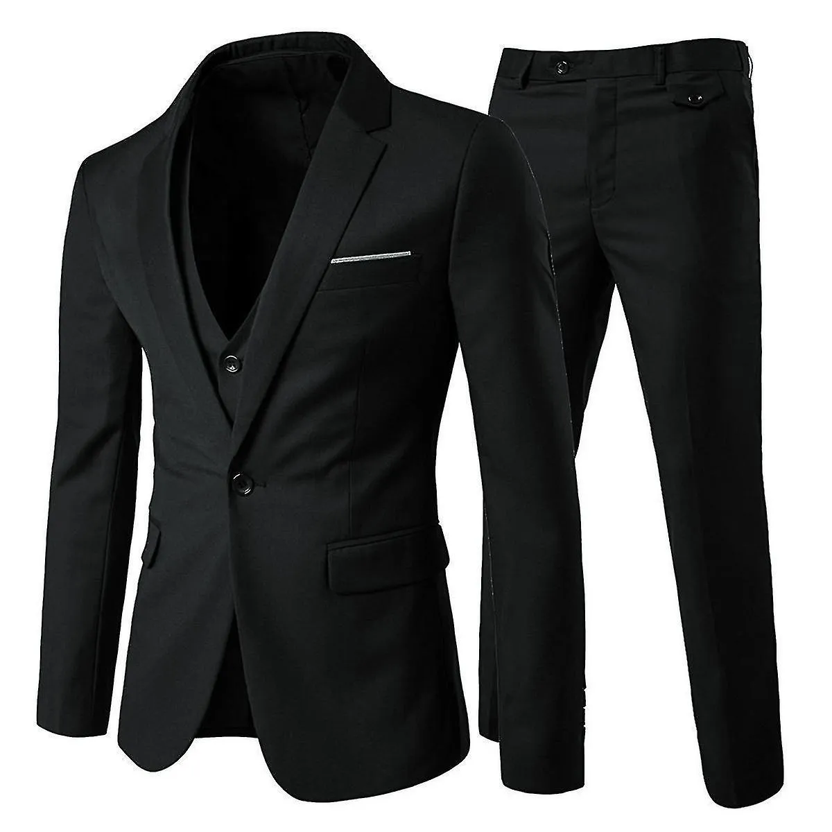 Chaqueta y chaleco (m) de 3 piezas de Business Solid Slim Fit Suit Chaqueta y chaleco (m)