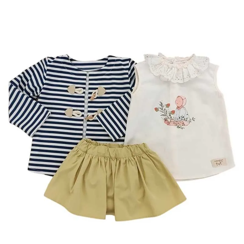 Conjunto niña 3 piezas Valentina con chaqueta rayas marineras