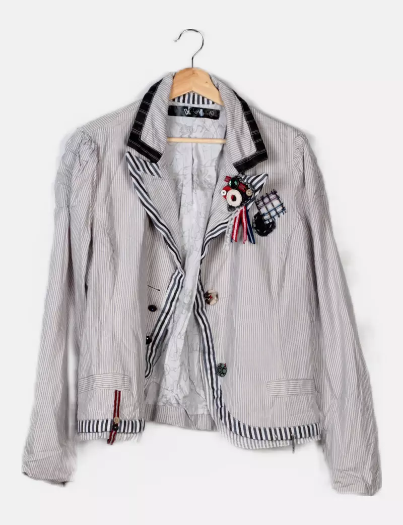 Desigual Blazer ceñida de rayas