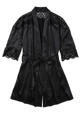 Kimono de satén Negro