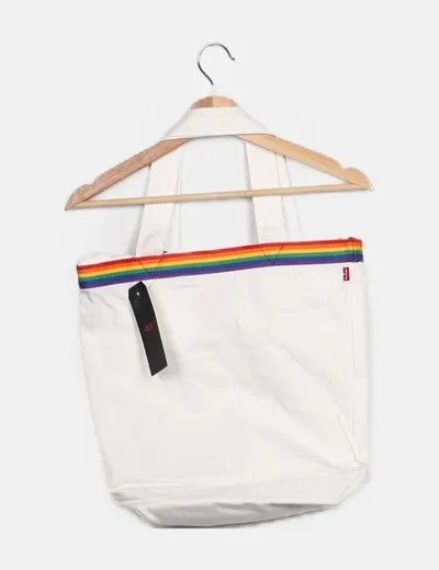 Levi's Shopper blanco de tela detalle multicolor