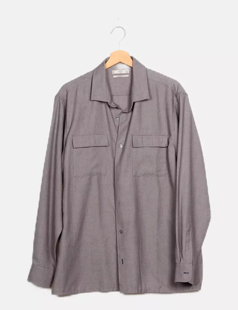 Mango Camisa gris básica