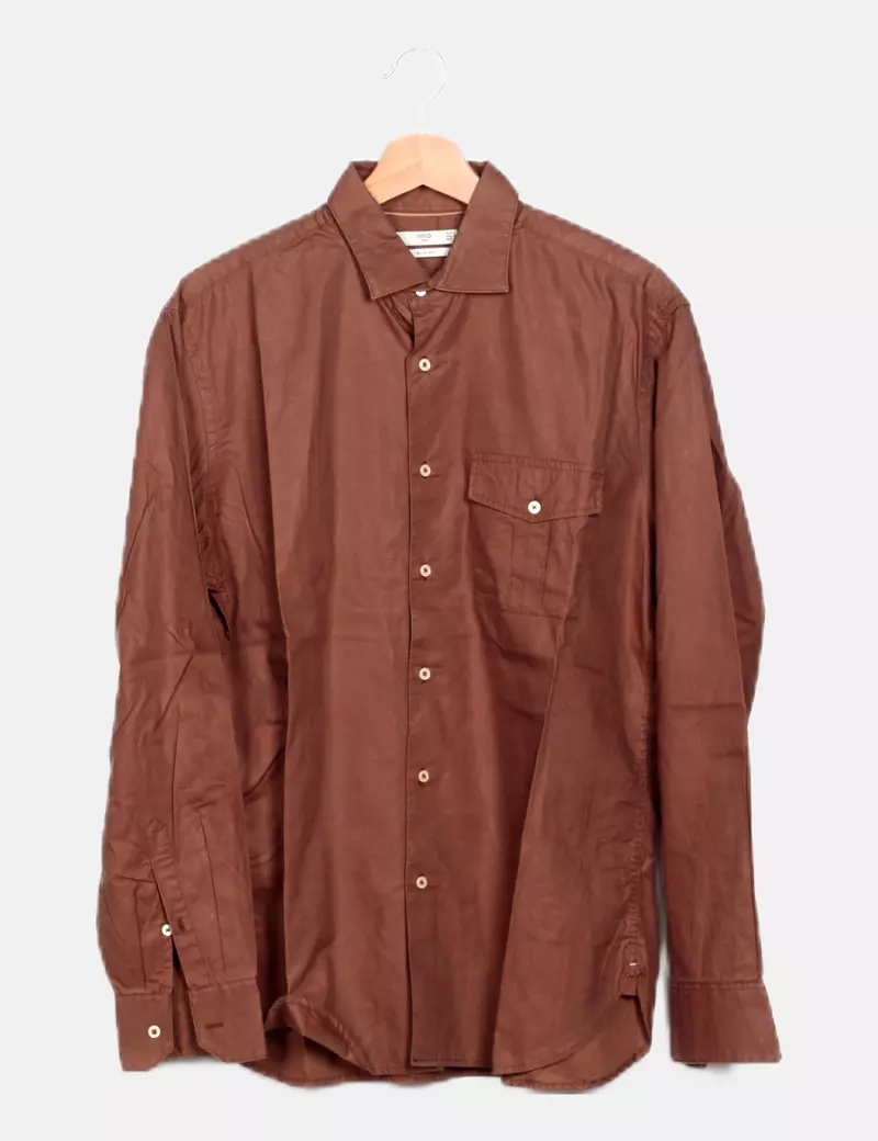 Mango Camisa marrón básica