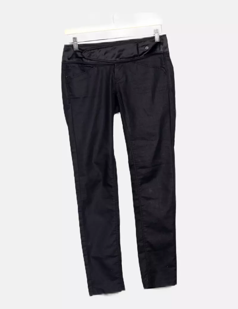 Mango Pantalón de tela negro texturizado