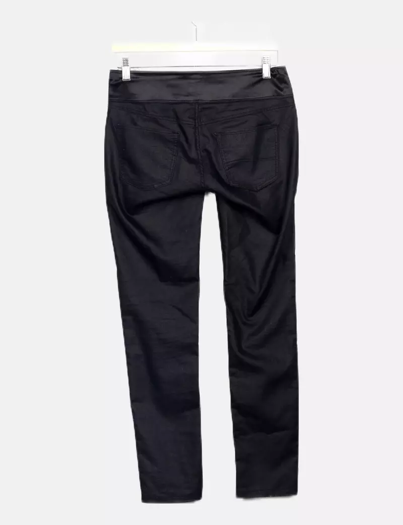 Mango Pantalón de tela negro texturizado