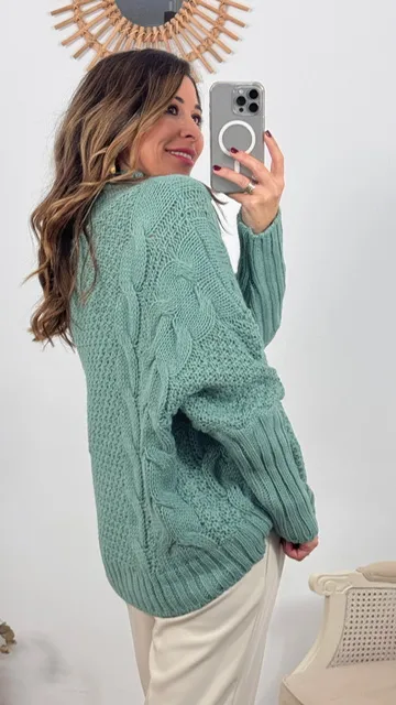 Maxi Jersey Punto Greta Verde Agua