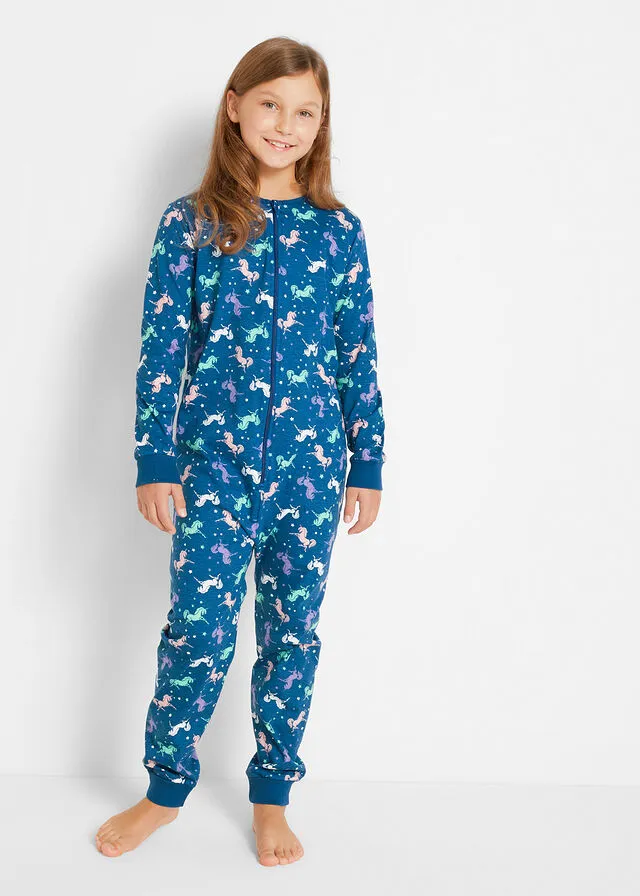 Mono de pijama de niña + mono de muñeca (2 piezas) Azul