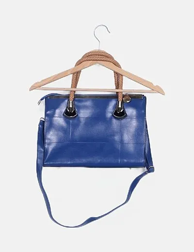 NoName Bolso azul efecto encerado