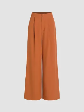  Pantalones de Pierna Ancha Plisados Sólidos