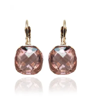 PENDIENTES DE BISUTERIA DORADA CON CRISTAL ROSA CLARO