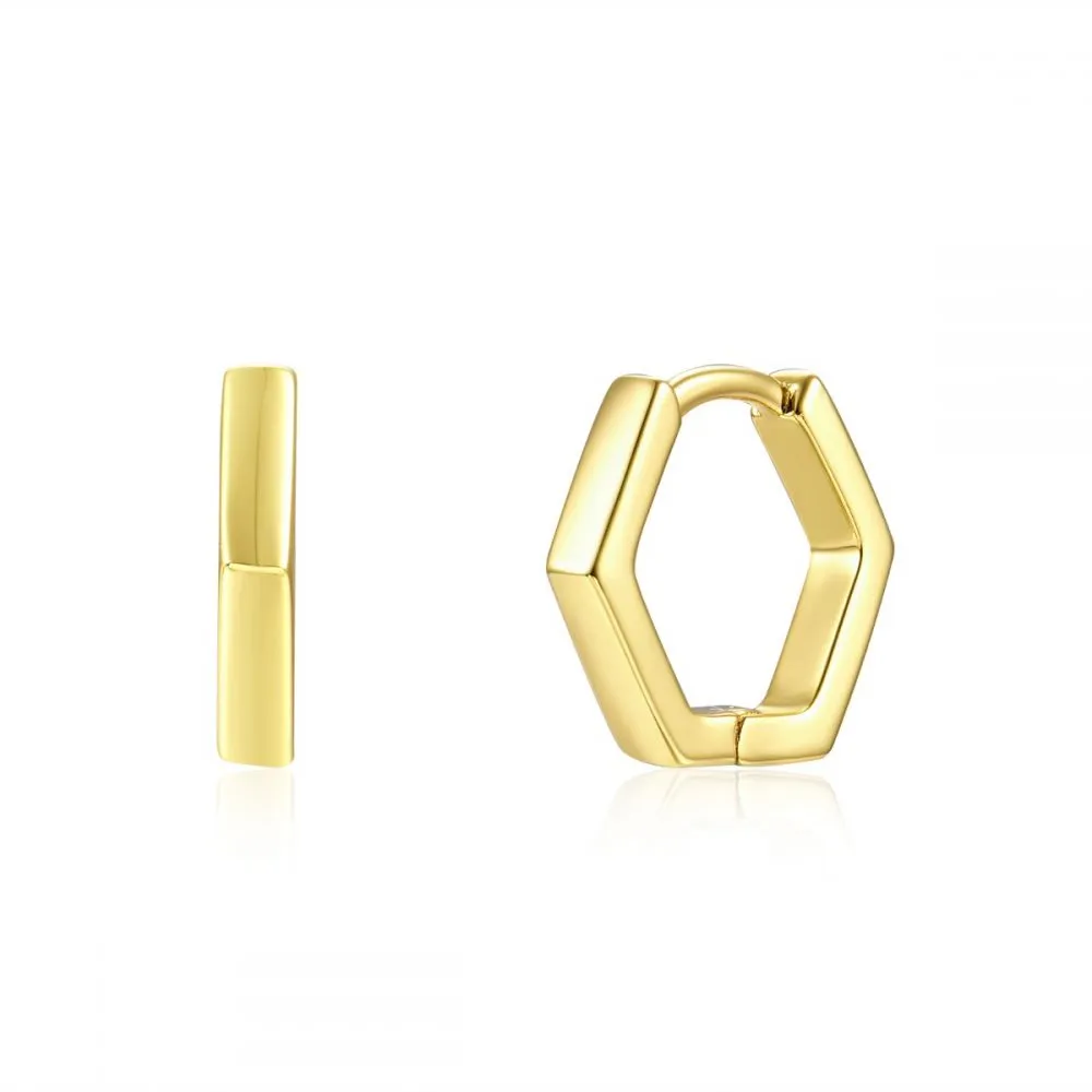 Pendientes en Plata de ley Hexagon Gold