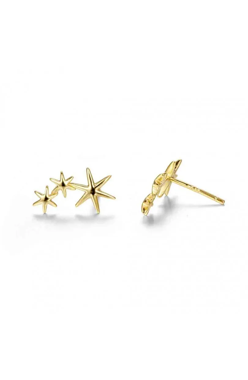 Pendientes en plata de ley Stars Gold