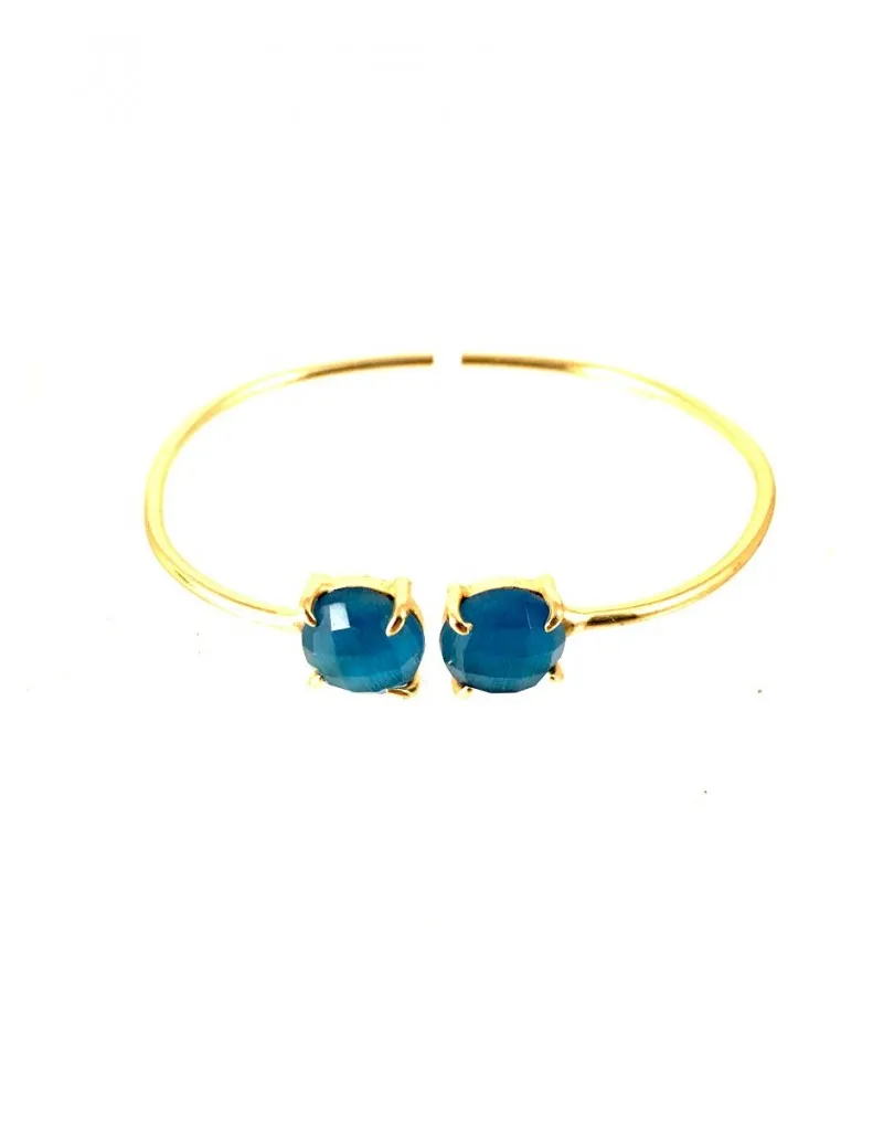 PULSERA  DE BISUTERIA ARO FINO CON PIEDRAS AZULES