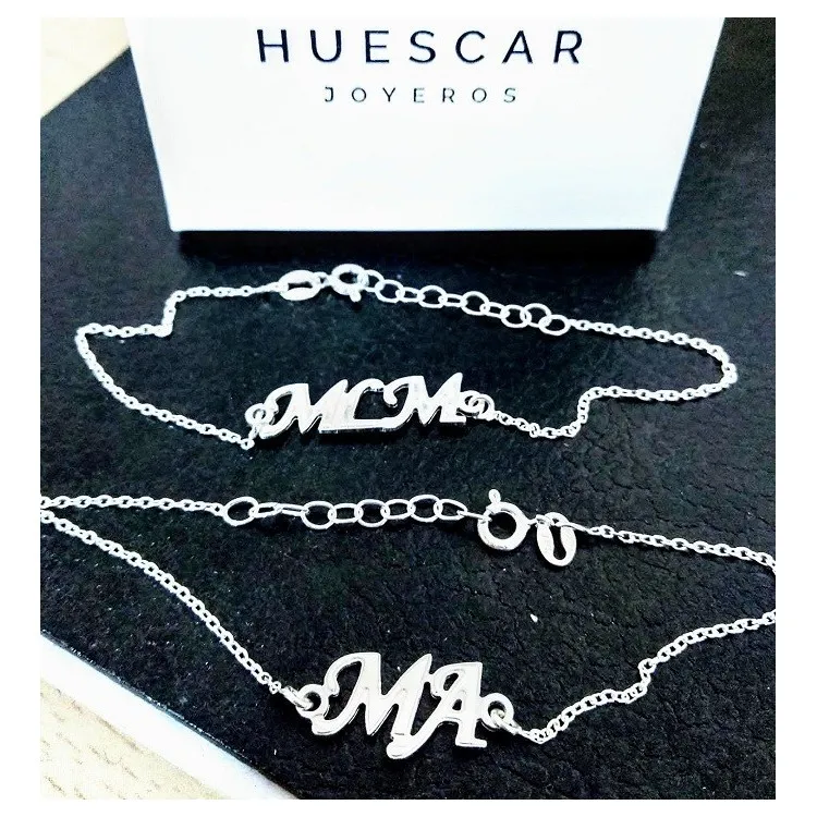 Pulsera personalizada de 2 iniciales en plata de ley