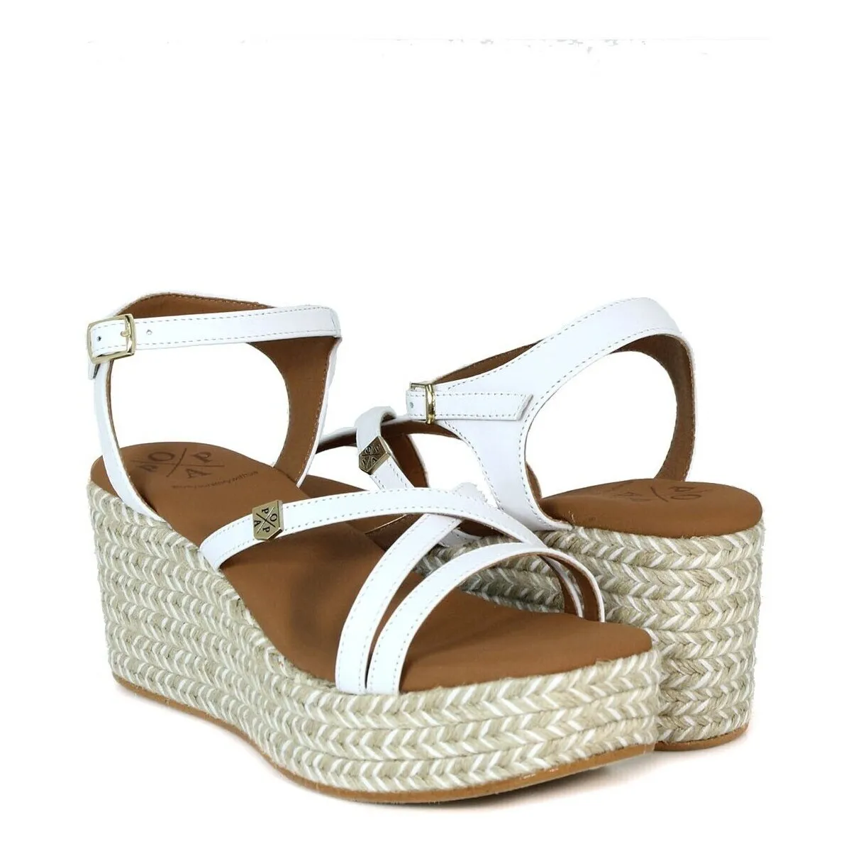 SANDALIAS CON CUÑA DE YUTE  CARLOTI BLANCO