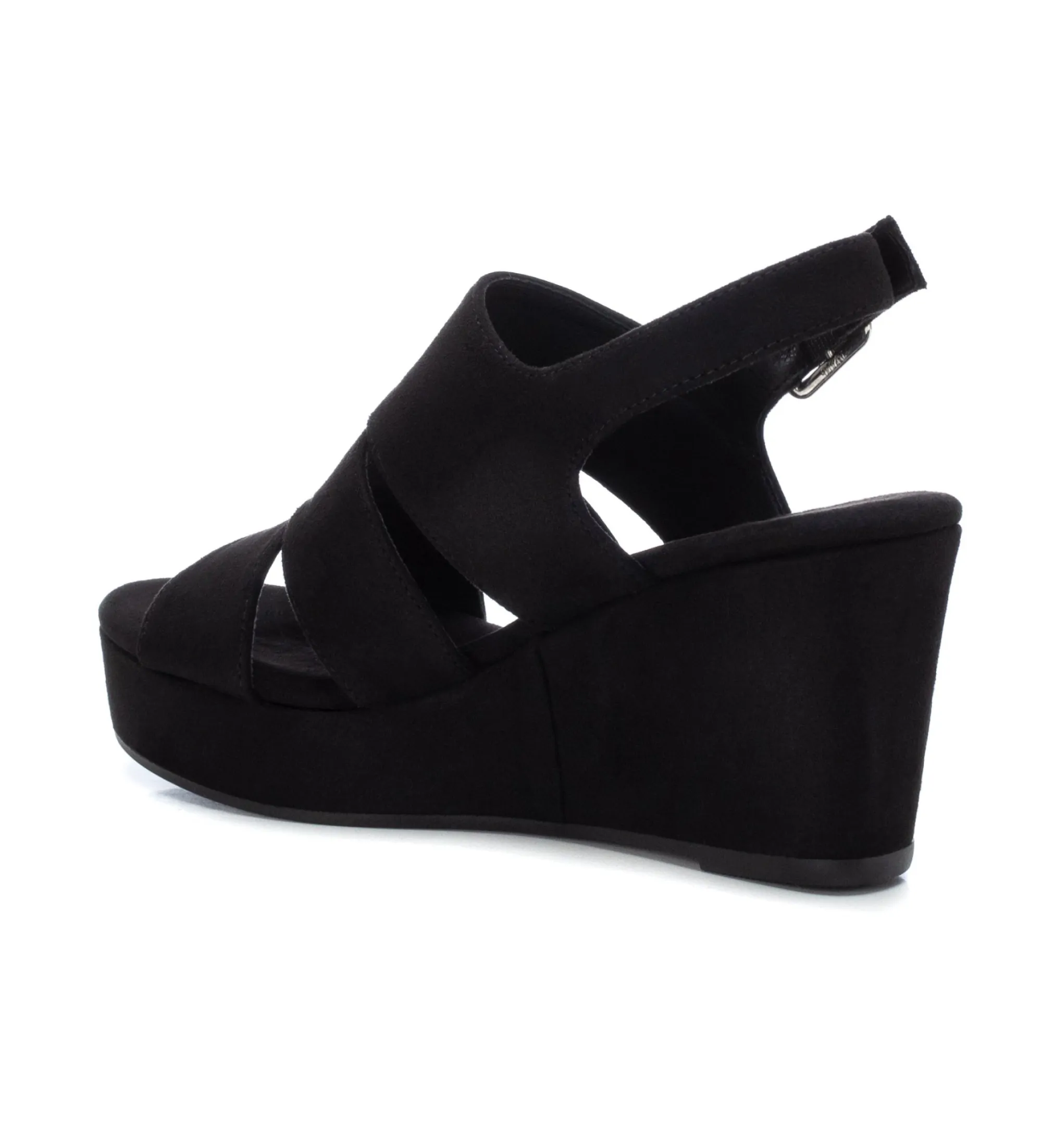 Sandalias de antelina negro -Atura cuña: 9cm-