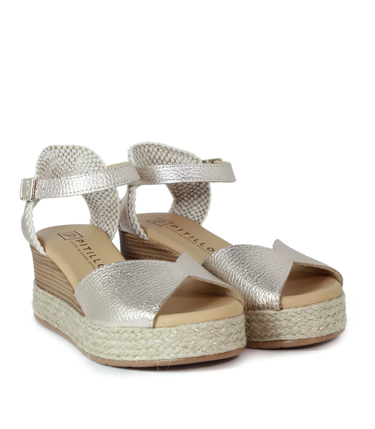 SANDALIAS DE CUÑA CÓMODAS PITILLOS 5521 ORO