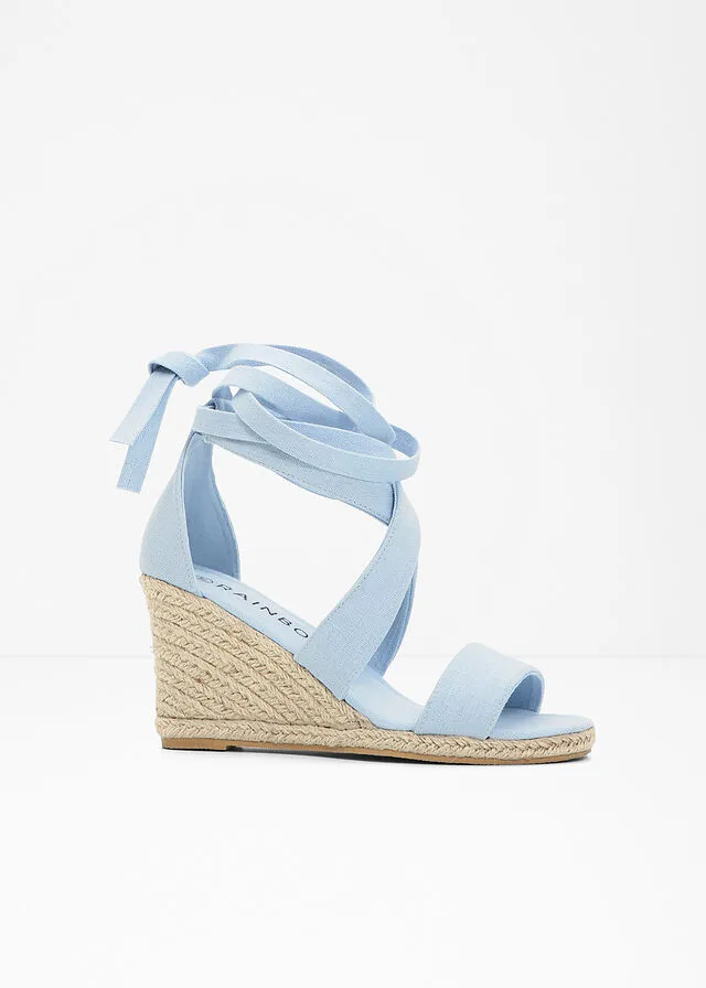 Sandalias de cuña Denim claro